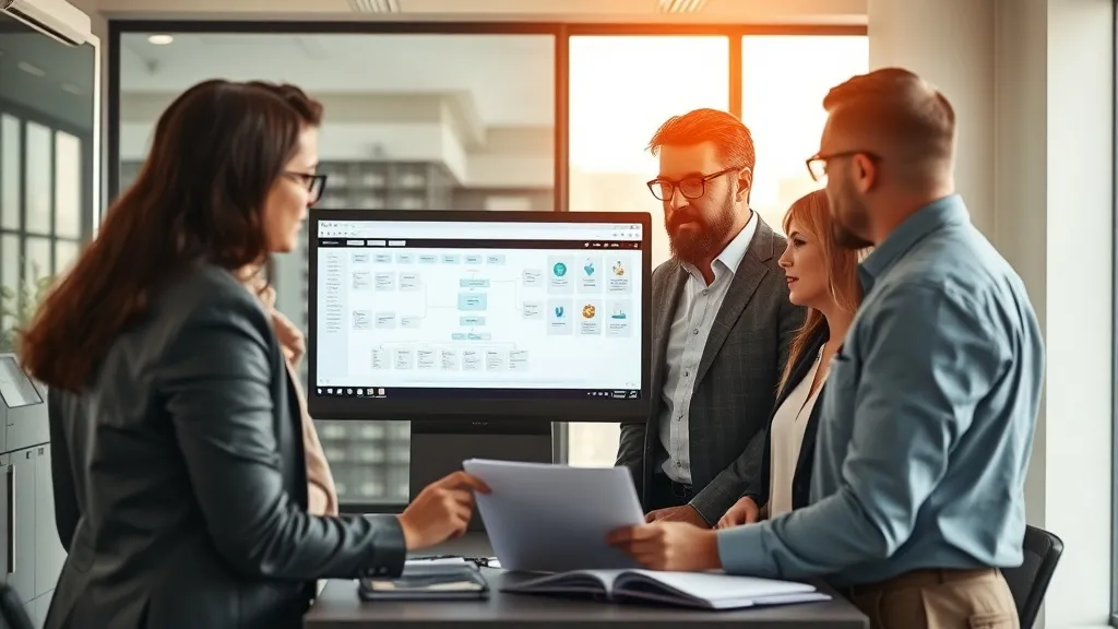 Equipe de vendas analisando dados e estratégias em reunião, representando a adaptação do modelo BANT para vendas complexas