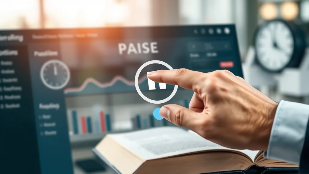 Mão pressionando botão de pausa em painel digital, simbolizando eliminação de atrasos internos em vendas