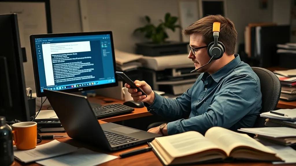 Gerente de TI frustrado diante de laptop com mensagens de erro durante integração de sistemas