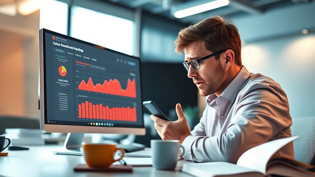 Representante de vendas analisando dashboard com indicadores vermelhos de alerta de churn de leads